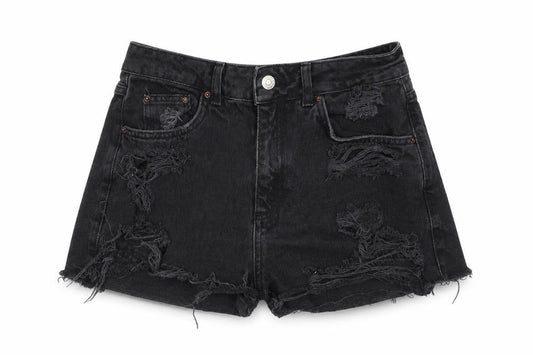 Topshop Womens Black  Denim Culotte Shorts Size 28 in