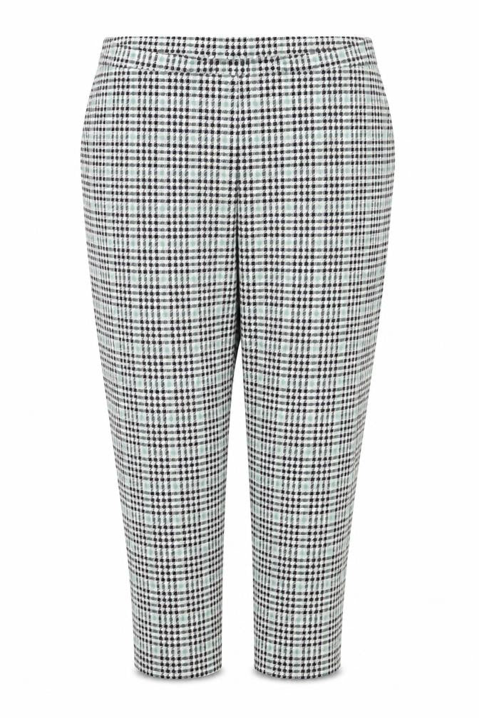 H&M Womens Green Houndstooth  Capri Trousers Size L L27 in