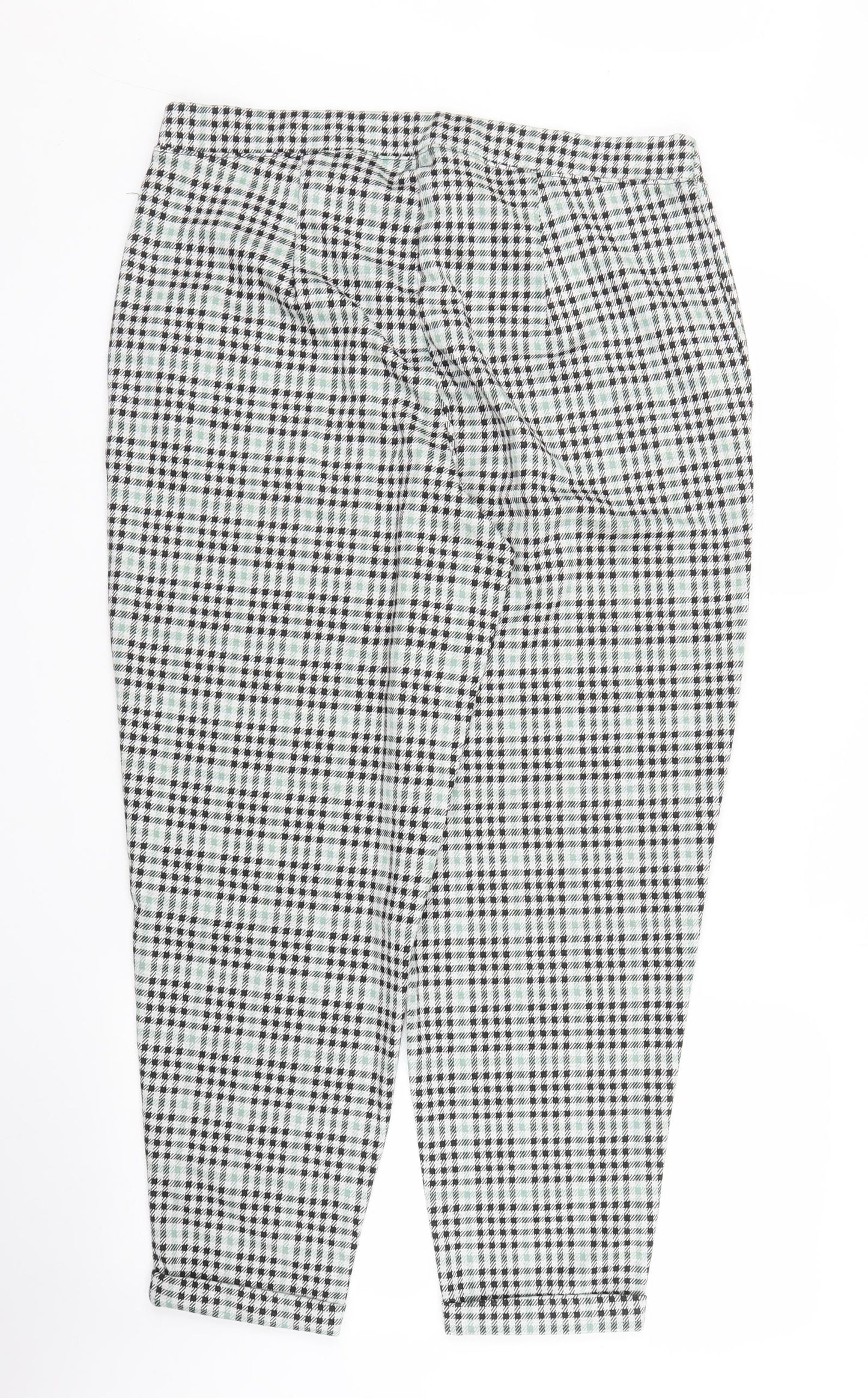 H&M Womens Green Houndstooth  Capri Trousers Size L L27 in