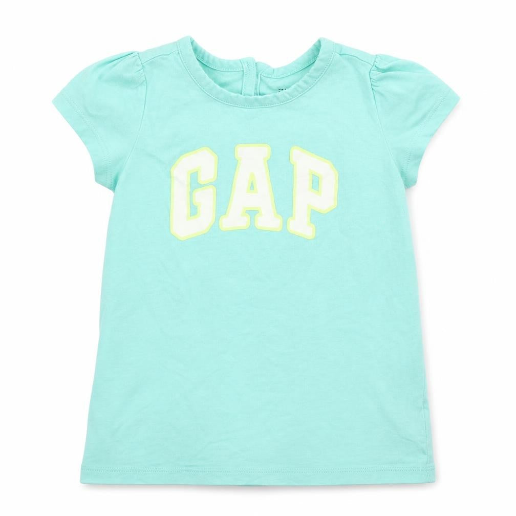 Front view of Gap girls’ green basic t-shirt, size 12, months