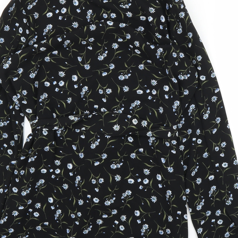 H&M Womens Black Floral  Kimono Blouse Size S