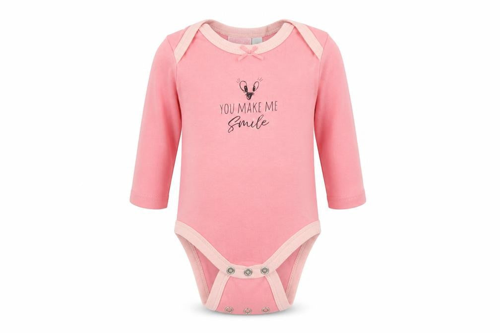 Front view of Looney Toons girls’ pink babygrow one-piece, size 0-3, months