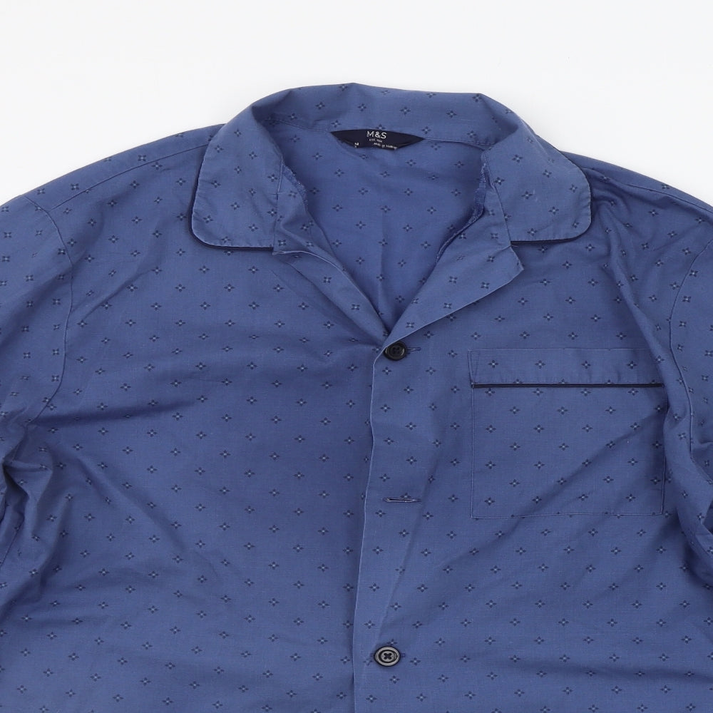 Marks and Spencer Mens Blue Geometric   Button-Up Size M