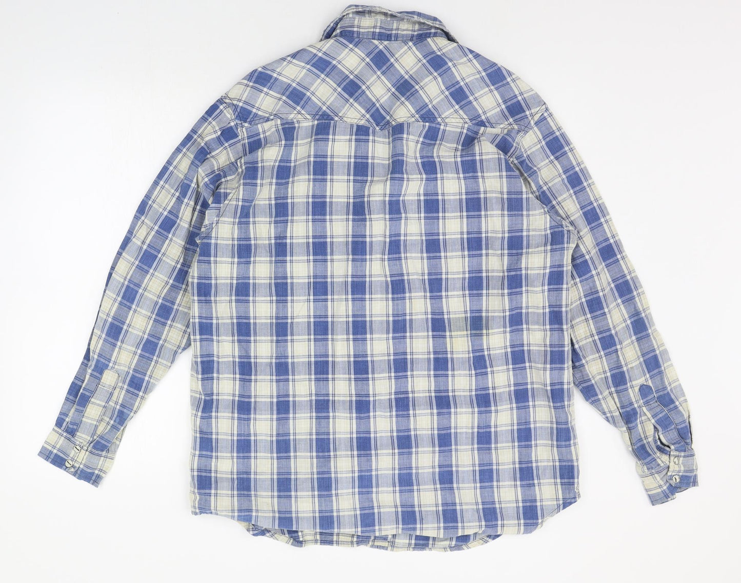 Moto Menswear Mens Blue Check   Button-Up Size 14