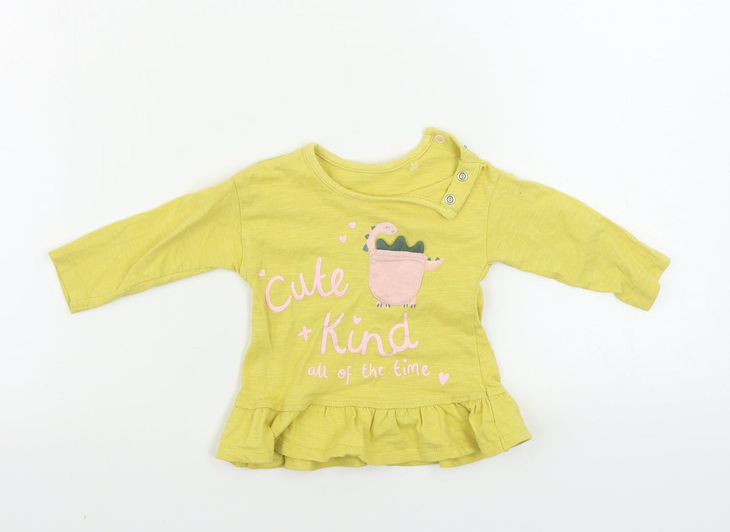 George  Girls Yellow   Basic T-Shirt Size 3-6 Months