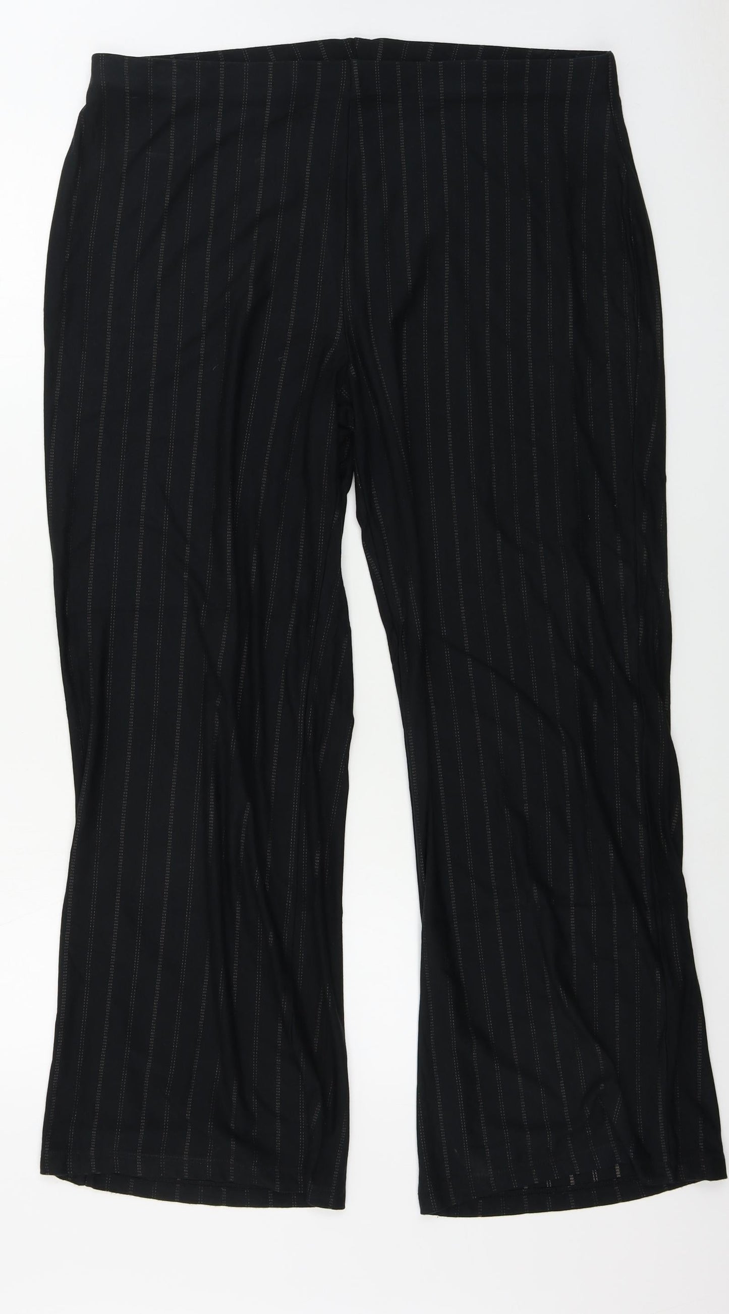 Marks and Spencer  Womens Black Striped  Trousers  Size 18 L28 in