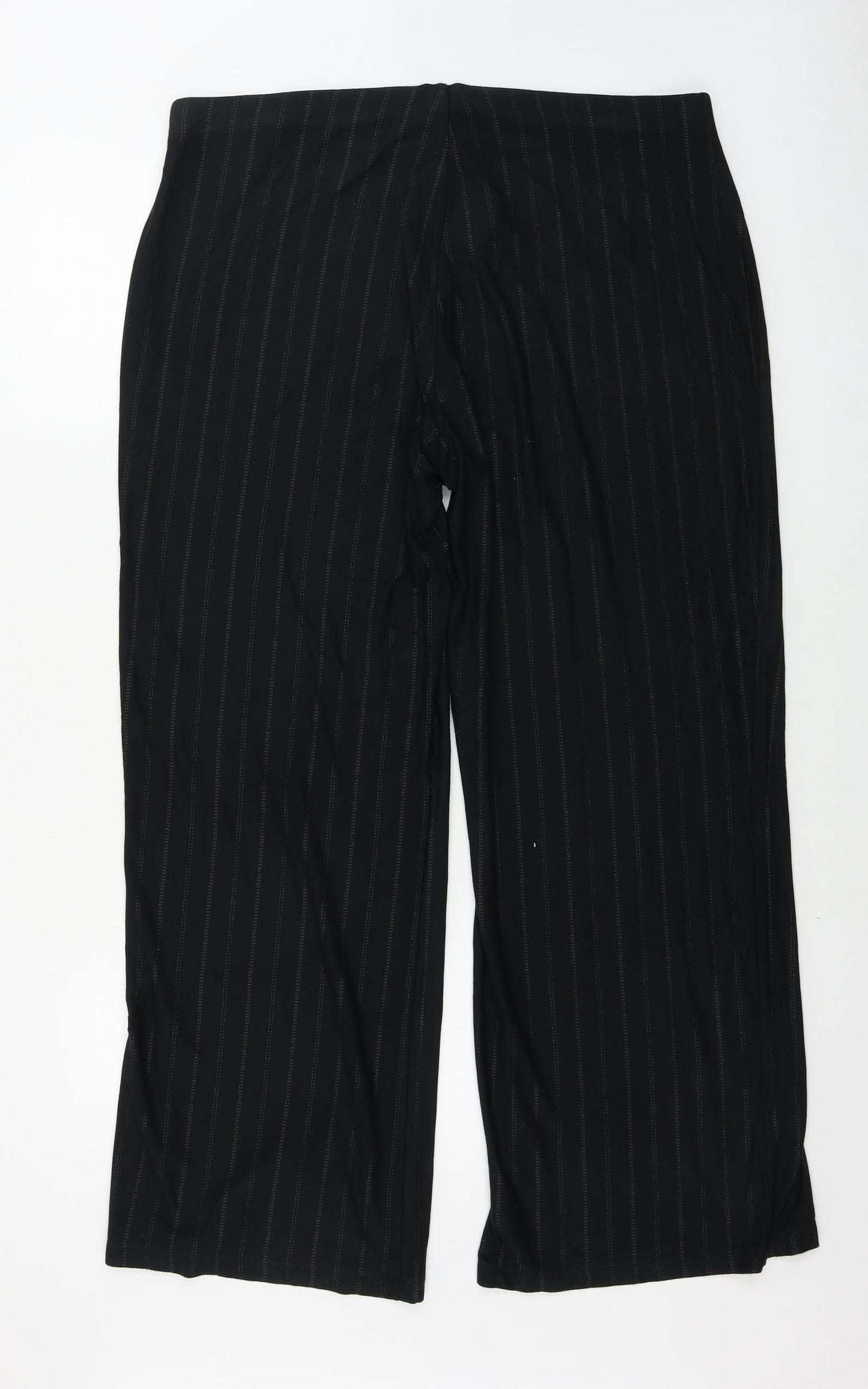 Marks and Spencer  Womens Black Striped  Trousers  Size 18 L28 in