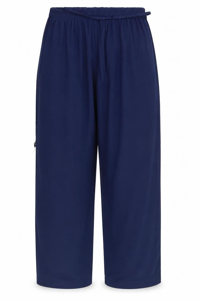 Front view of AMARANTO women’s blue trousers, size UK 14, 28-inch leg