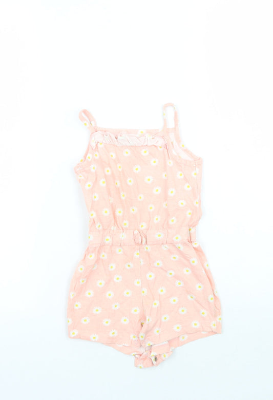 Young Dimension Girls Pink Floral  Playsuit One-Piece Size 2-3 Years
