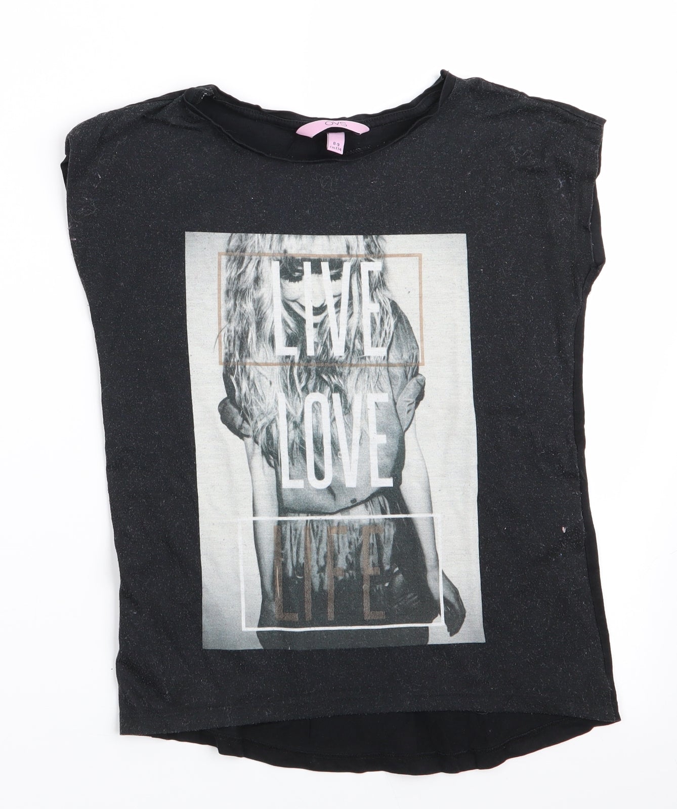 OVS Girls Black   Basic T-Shirt Size 8-9 Years  - Live Love