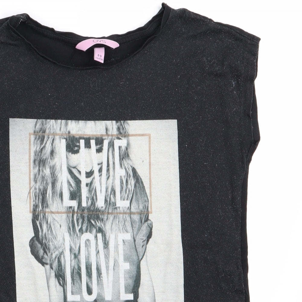 OVS Girls Black   Basic T-Shirt Size 8-9 Years  - Live Love