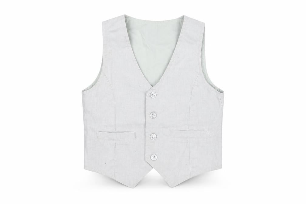 Front view of Ladybird boys’ grey jacket waistcoat, size 2-3, years