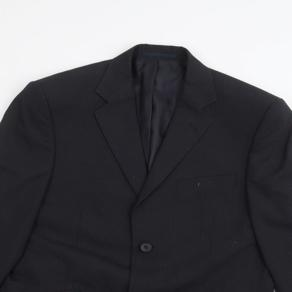 George Mens Black Striped  Jacket Suit Jacket Size 38