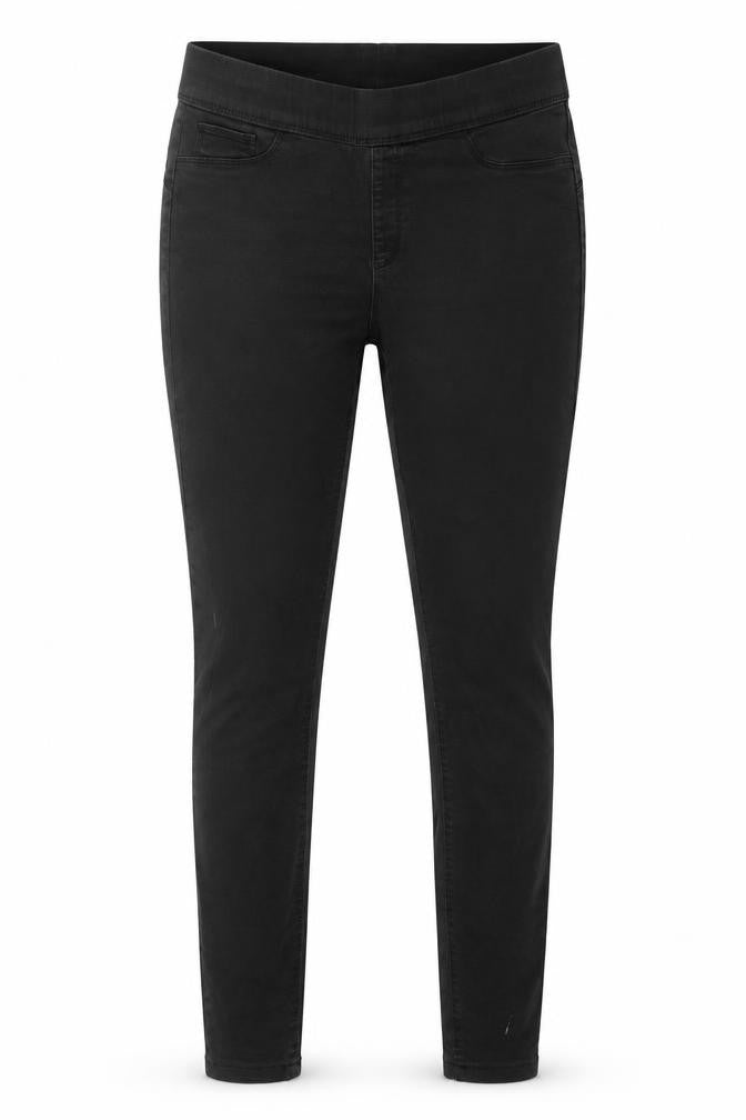 Front view of Denim & Co. women’s black denim jegging jeans, size UK 10, 29-inch leg