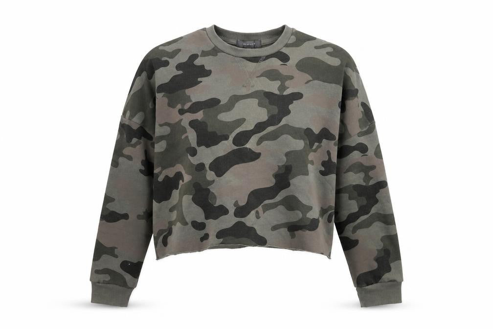 Primark Womens Green Camouflage  Pullover Sweatshirt Size 2XS  - Cropped