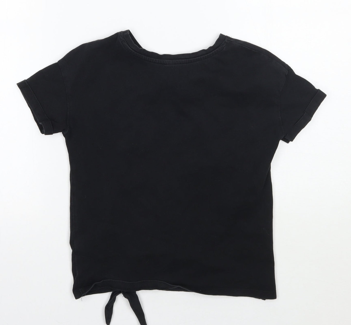 TU Girls Black   Cropped T-Shirt Size 7 Years