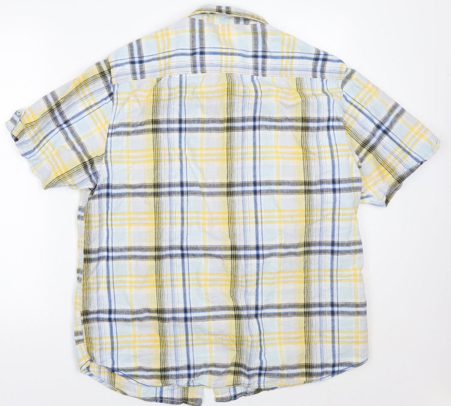 Easy Mens Yellow Check   Button-Up Size XL