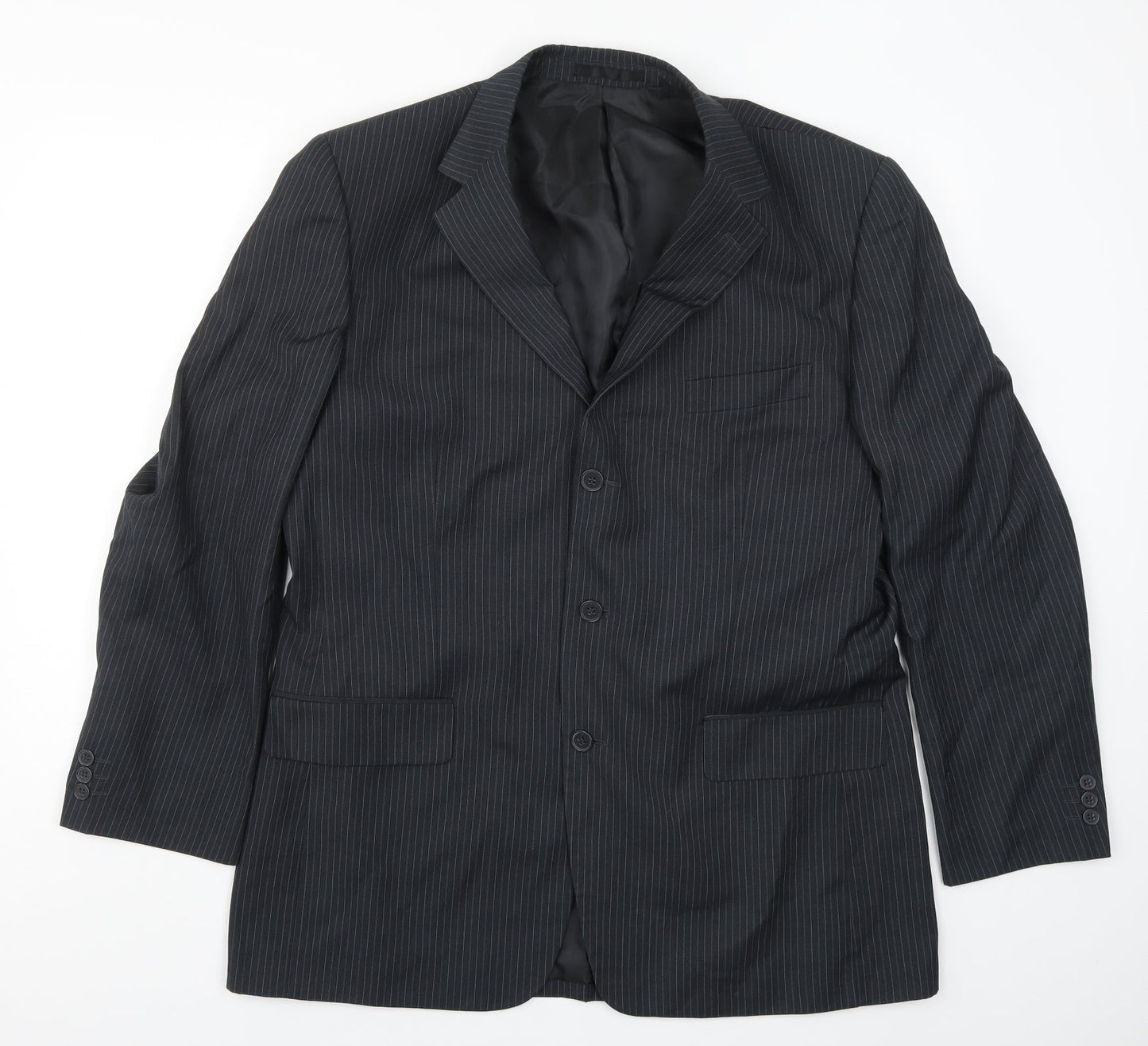 Karl Jackson Mens Grey Striped  Jacket Suit Jacket Size 44