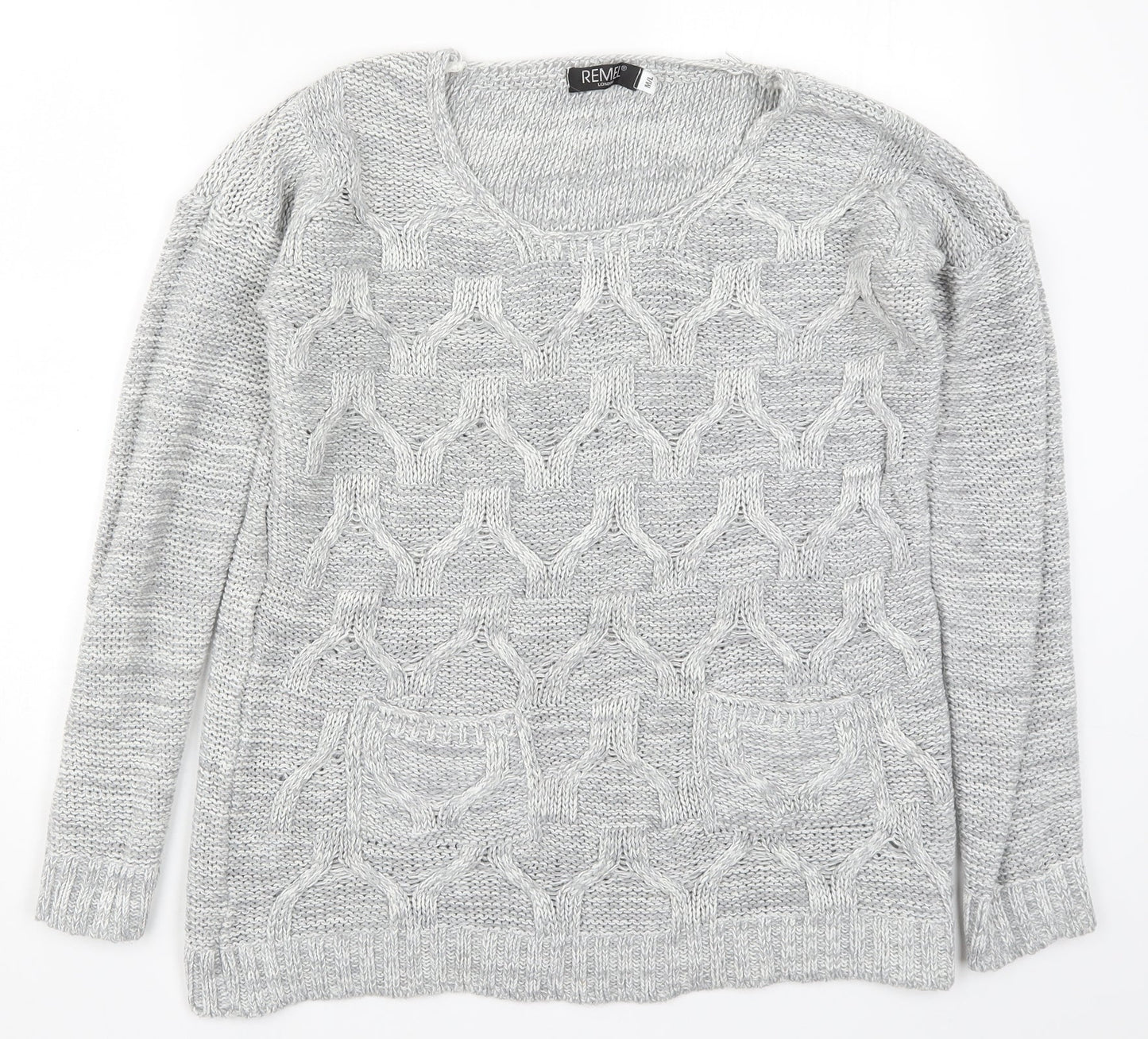 Remel Womens Grey  Knit Pullover Jumper Size M