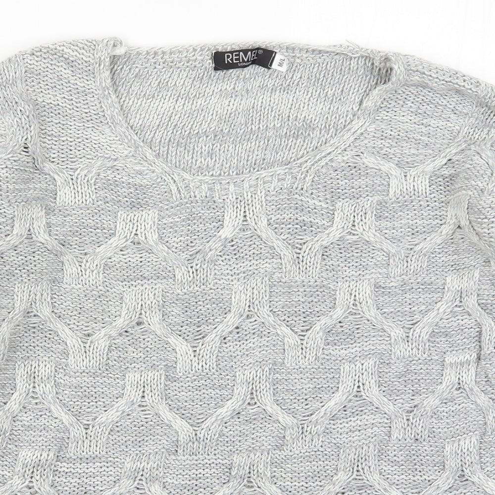 Remel Womens Grey  Knit Pullover Jumper Size M