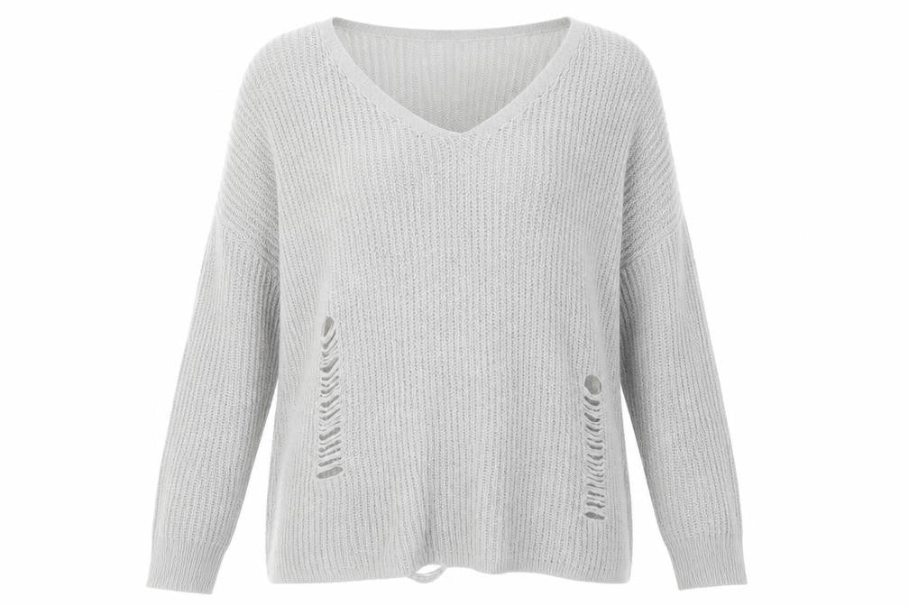 Front view of Atmosphere women’s grey knit jumper, size UK 10