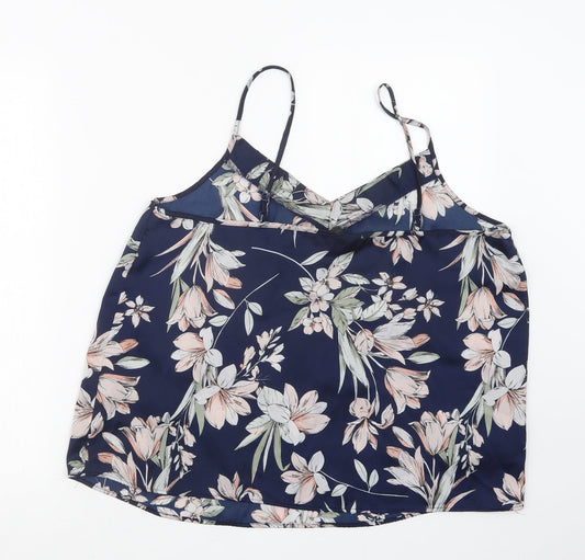 Love to Lounge Womens Blue Floral  Basic Tank Size 14
