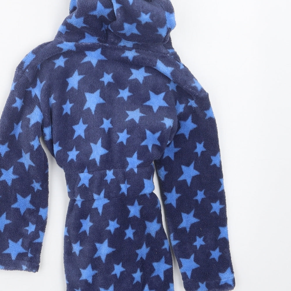 Peacocks Boys Blue Geometric  Babydoll Robe Size 18-24 Months