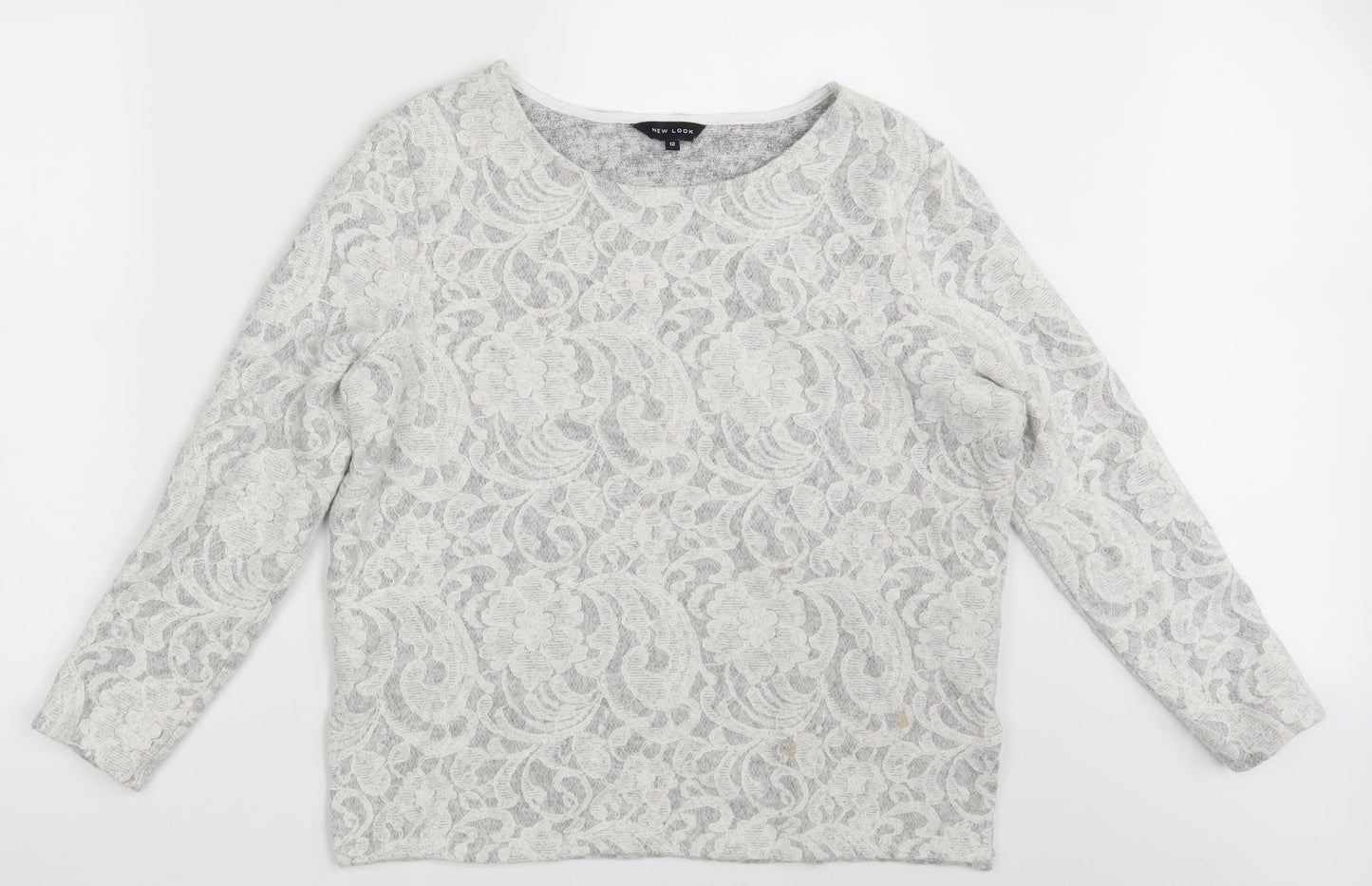 New Look Womens Grey Paisley  Pullover Jumper Size 12