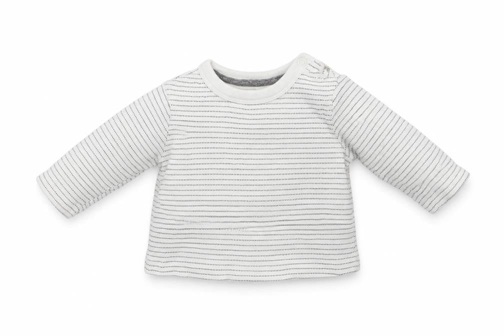 Front view of Disney Baby White Striped Basic T-Shirt, size 0-3, Months