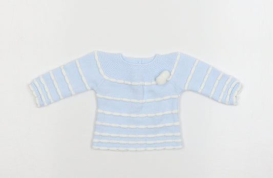 VB Boys Black Striped Knit Pullover Jumper Size 0-3 Months