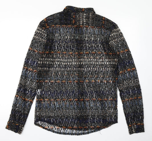 Reclaimed Vintage Womens Blue Fair Isle  Basic Button-Up Size M