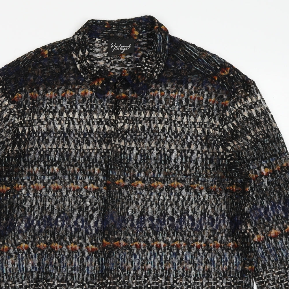 Reclaimed Vintage Womens Blue Fair Isle  Basic Button-Up Size M