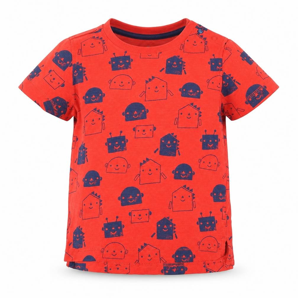 Front view of Mothercare boys’ red basic t-shirt, size 12-18, months