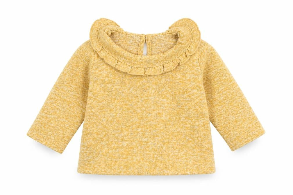 Front view of Matalan girls’ yellow basic t-shirt size newborn