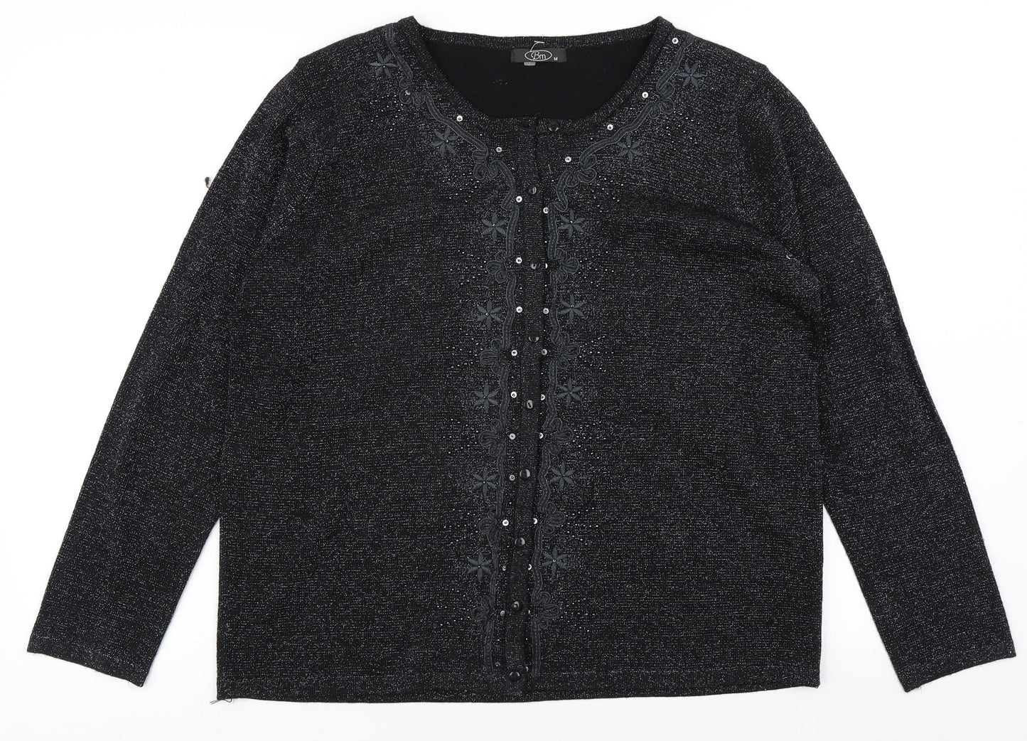 BM Womens Black  Knit Cardigan Jumper Size M