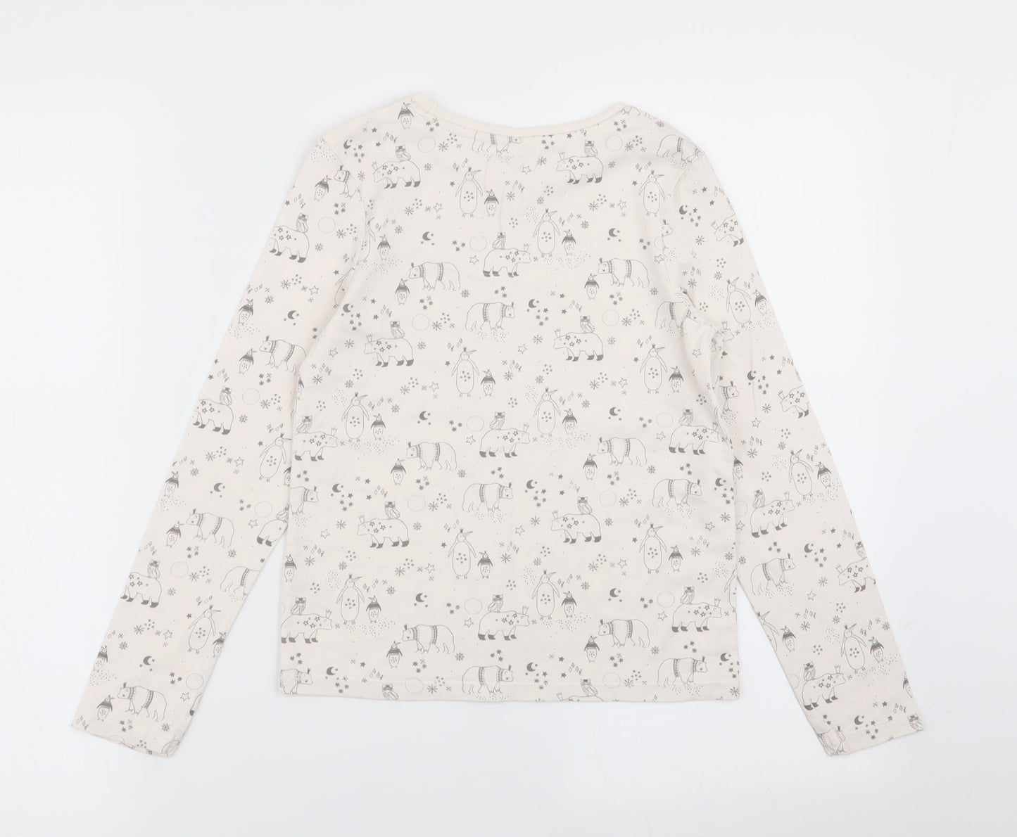 TU Girls Ivory Animal Print  Basic T-Shirt Size 9 Years