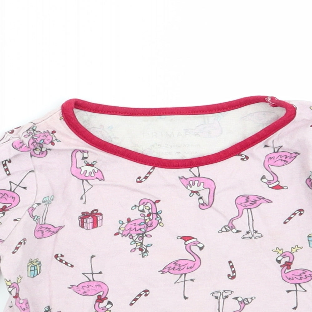 Primark Girls Pink Geometric  Babydoll Pyjama Top Size 18-24 Months