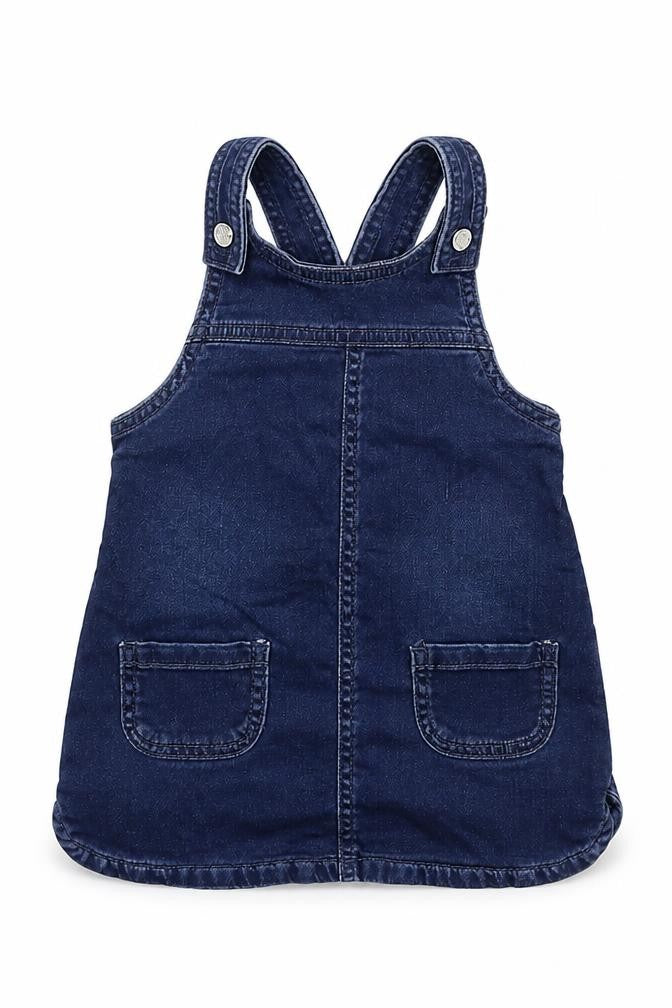Maine Baby Blue  Denim Pinafore/Dungaree Dress  Size 9-12 Months