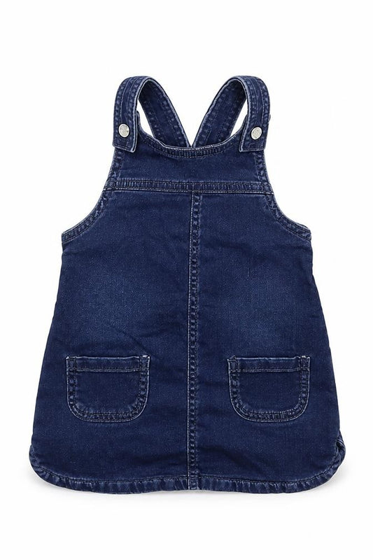 Maine Baby Blue  Denim Pinafore/Dungaree Dress  Size 9-12 Months