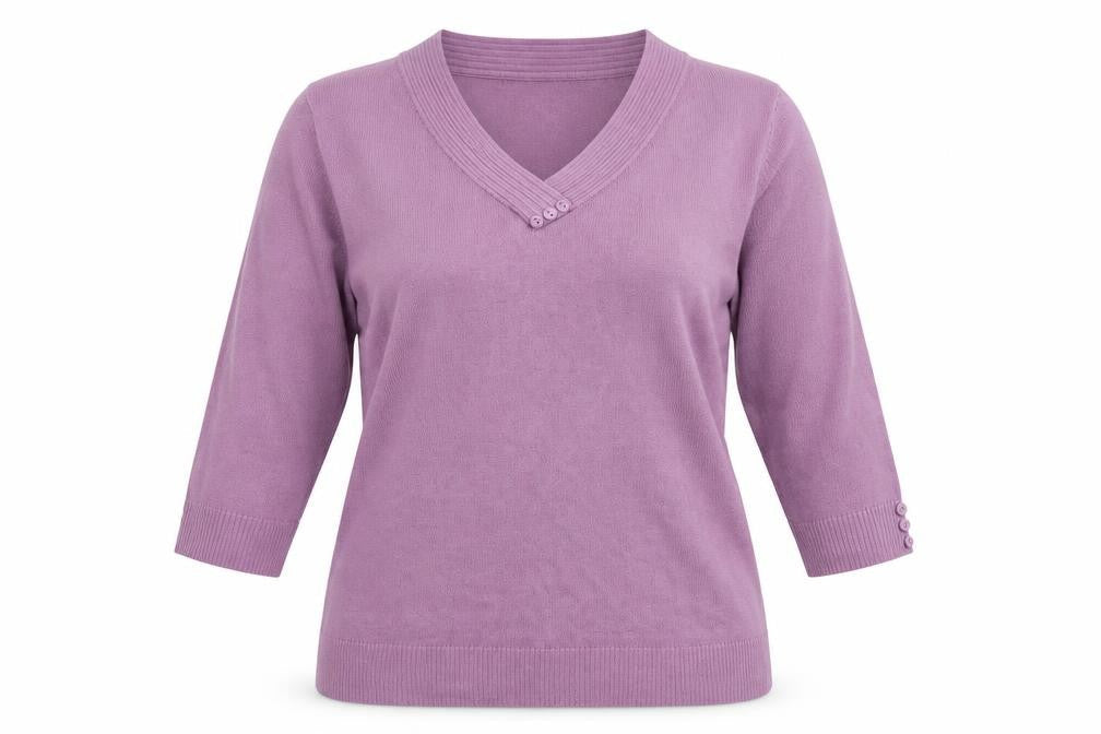 Front view of ORIGINALS women’s purple knit jumper, size S