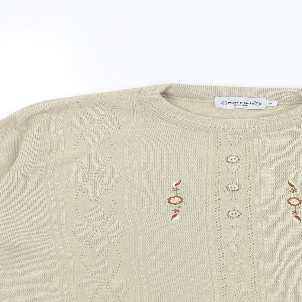 Merry gold Womens Beige  Knit Pullover Jumper Size L