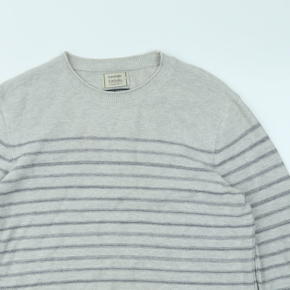 George Mens Grey Striped  Pullover Sweatshirt Size M