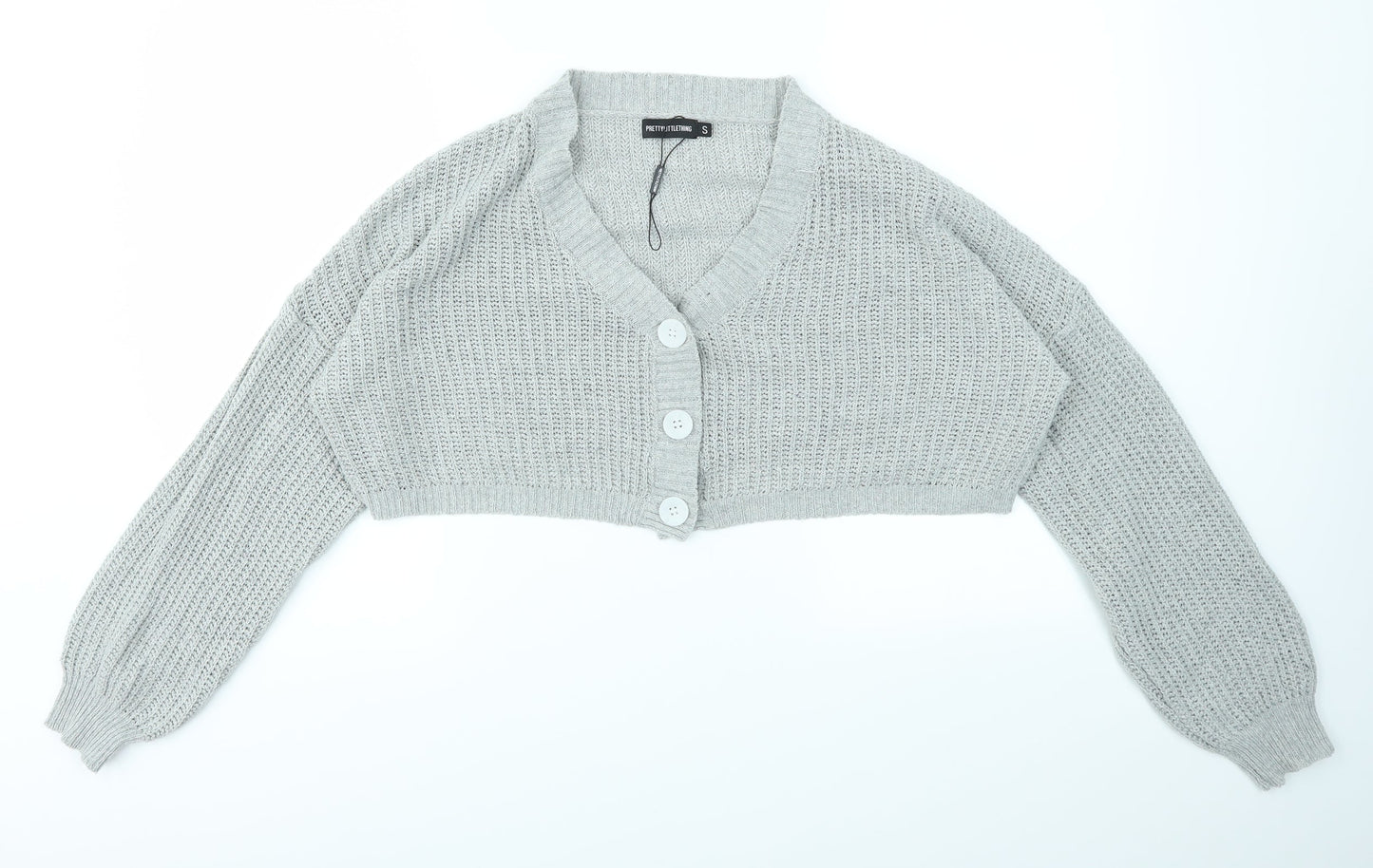 PRETTYLITTLETHING Womens Grey   Cardigan Jumper Size S