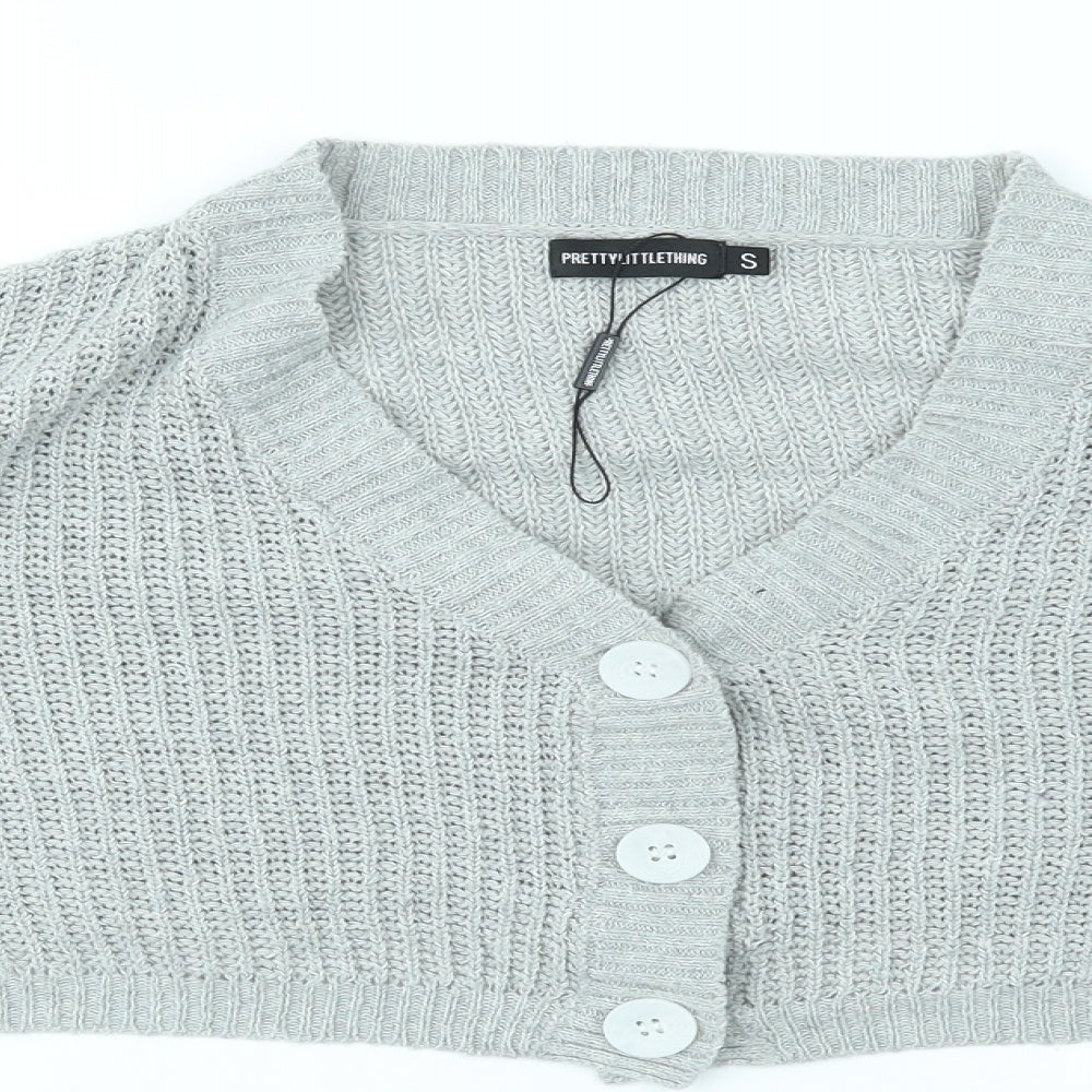 PRETTYLITTLETHING Womens Grey   Cardigan Jumper Size S