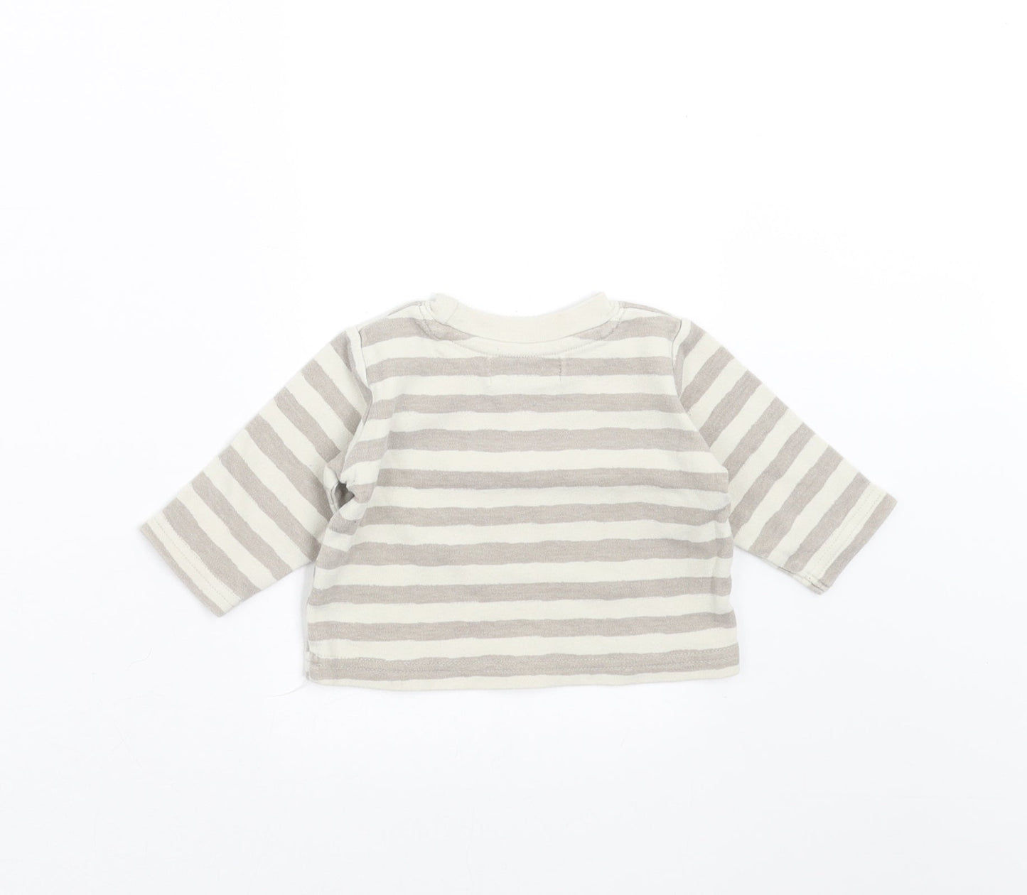 Earlydays Baby Grey Striped  Basic T-Shirt Size 0-3 Months