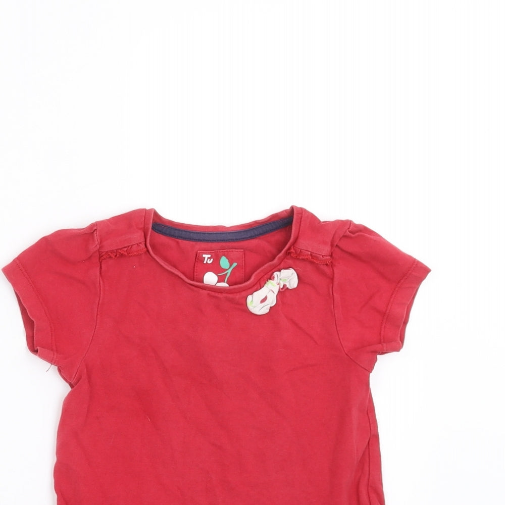 TU Girls Red   Basic T-Shirt Size 2-3 Years