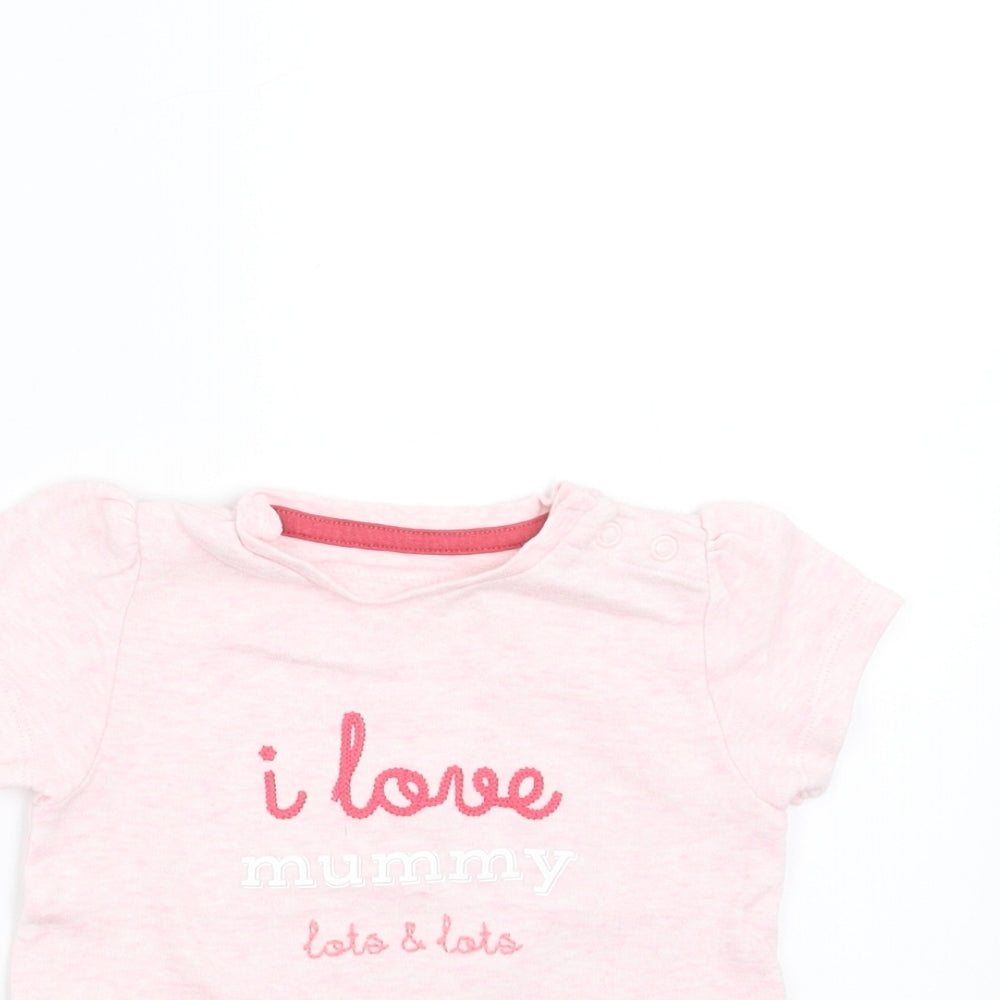 Marks and Spencer Girls Pink   Basic T-Shirt Size 6-9 Months  - I Love Mummy