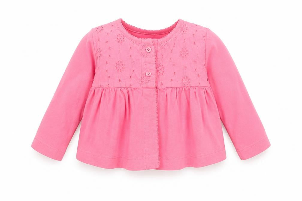 Front view of Next girls’ pink floral basic t-shirt, size 6-9, months