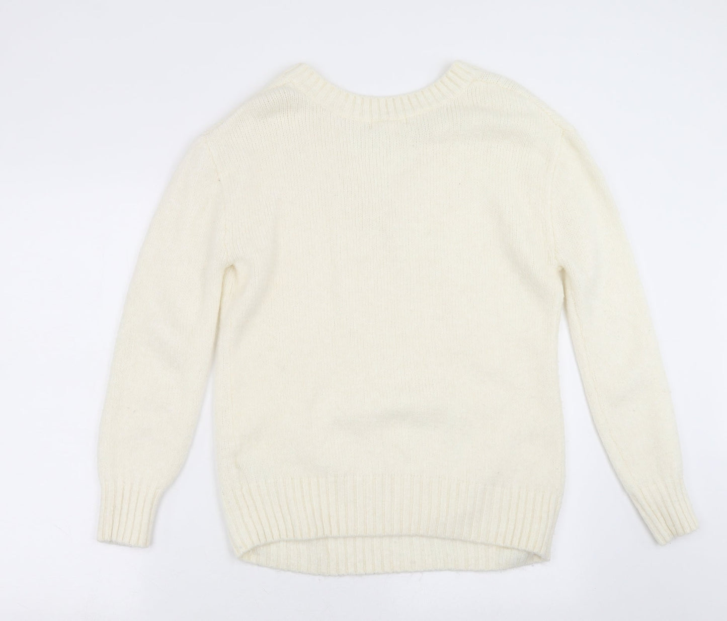 H&M Womens Ivory  Knit Pullover Jumper Size XS