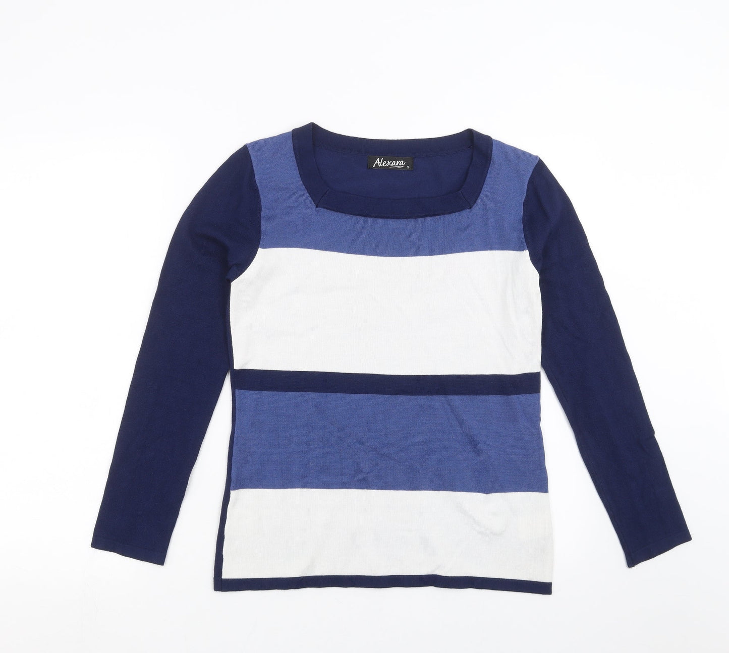 Alexara Womens Blue Striped Knit Pullover Jumper Size S